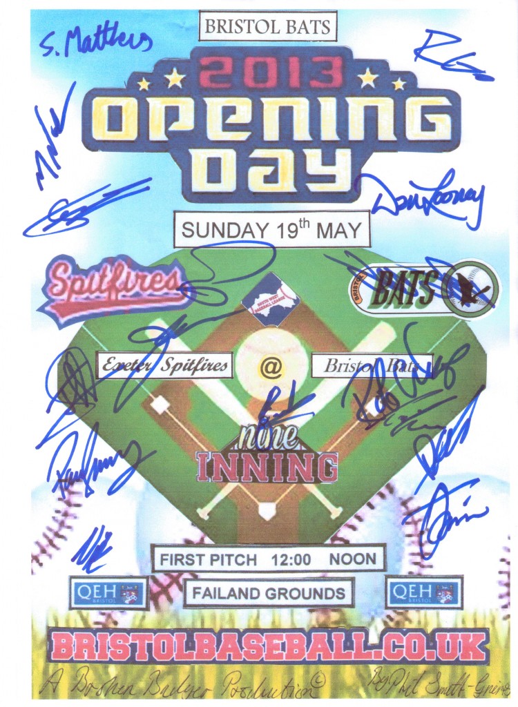 2013 Opening Day poster with player's autographs